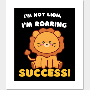 Kawaii Lion Animal Pun Posters and Art